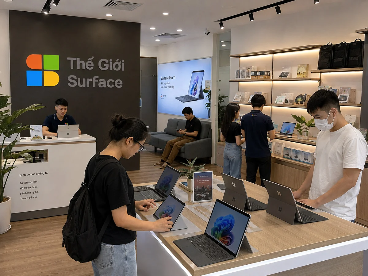 Cửa hàng thế giới Surface làm việt 8H đến 22h hàng ngày