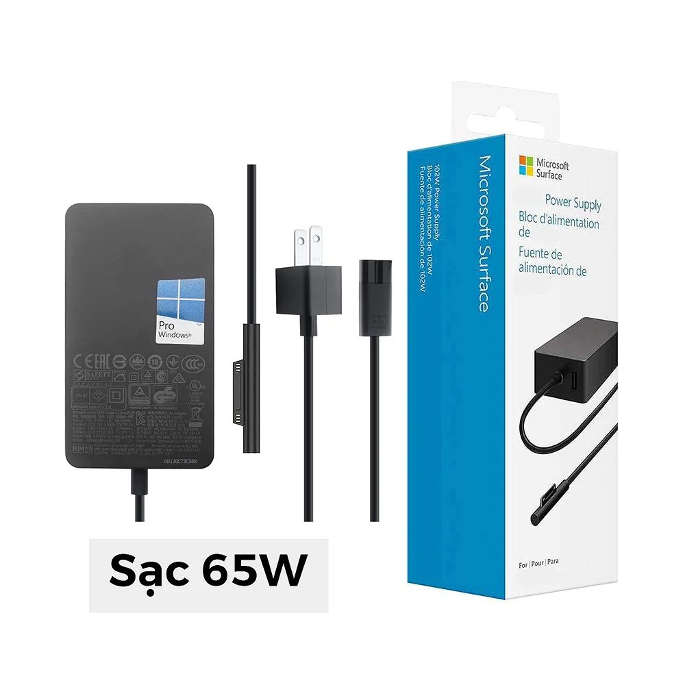 Sạc Surface 65W Cho Surface Pro 4-12, Laptop 1-8 Mới Chính Hãng